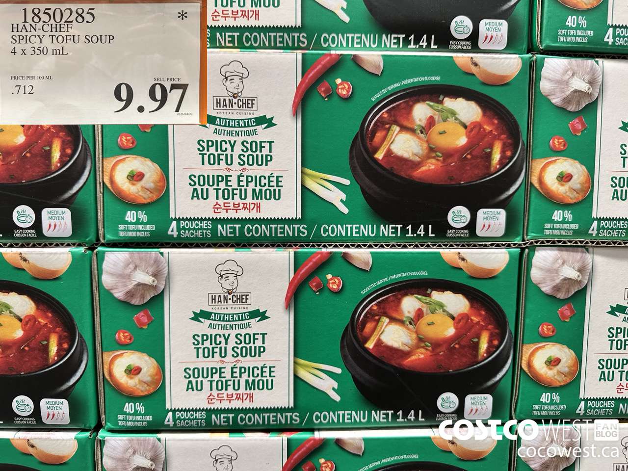 1850285 HAN-CHEF SPICY TOFU SOUP 4 X 350ML $9.97