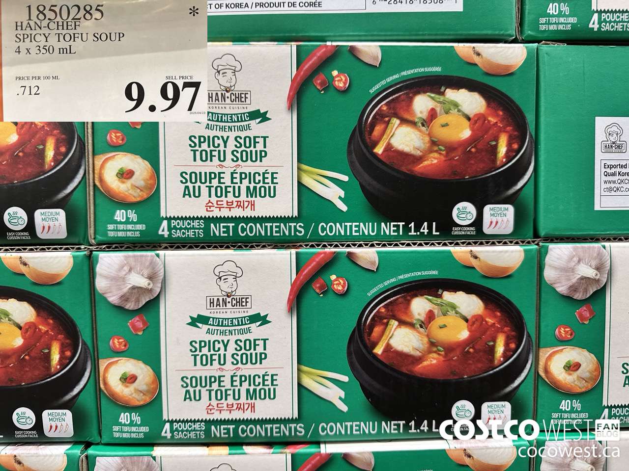 1850285 HAN-CHEF SPICY TOFU SOUP 4 X 350ML $9.97