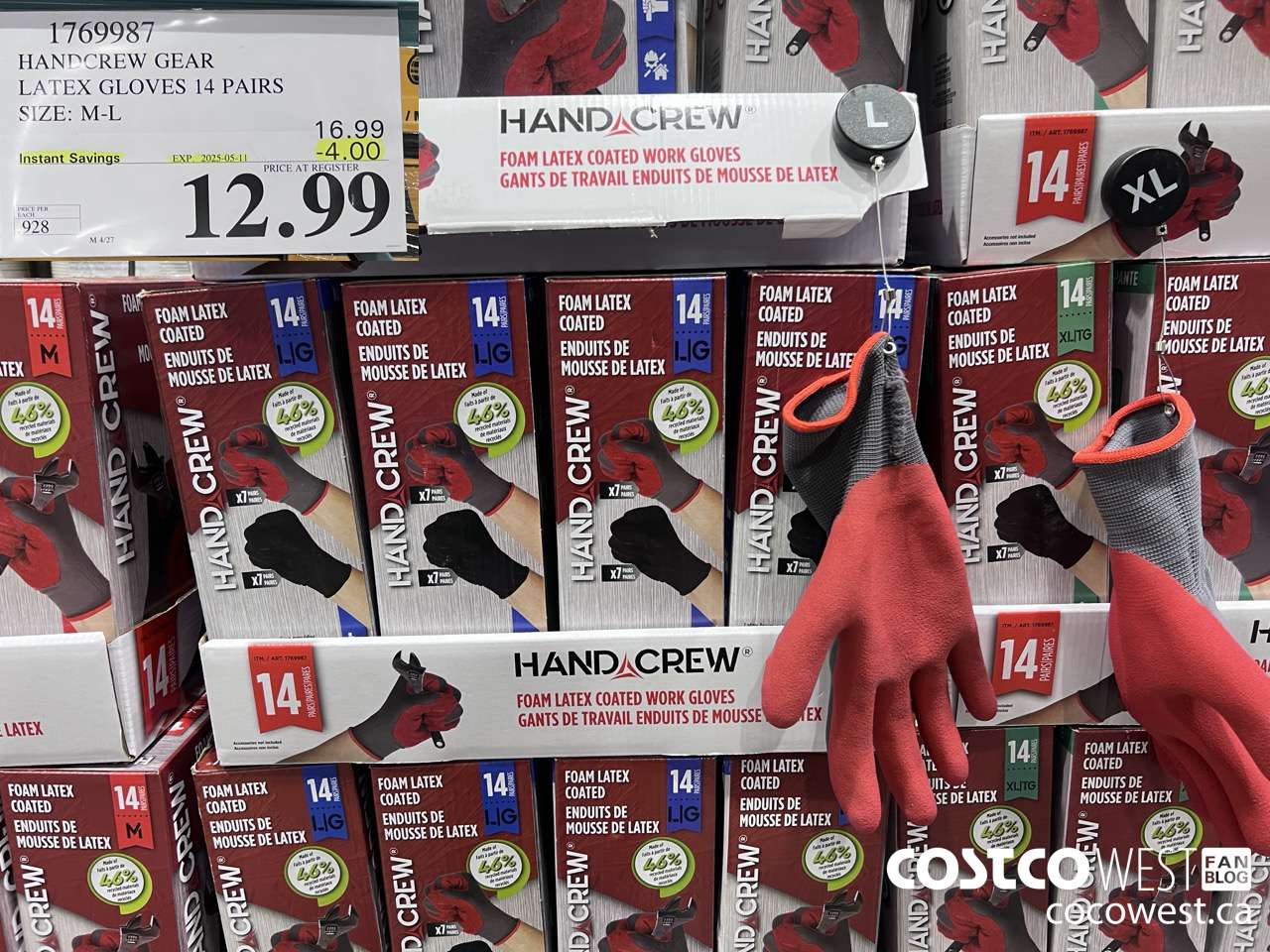 1769987 HANDCREW GEAR LATEX GLOVES 14 PAIR SIZE M-L ($4.00 INSTANT SAVINGS EXPIRES ON 2025-05-11) $12.99