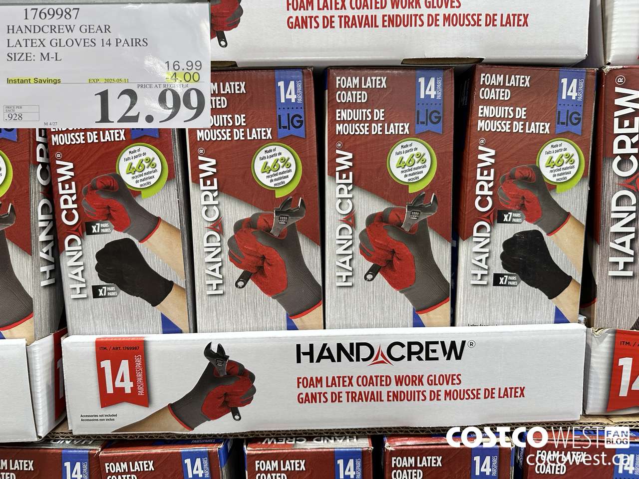 1769987 HANDCREW GEAR LATEX GLOVES 14 PAIR SIZE M-L ($4.00 INSTANT SAVINGS EXPIRES ON 2025-05-11) $12.99
