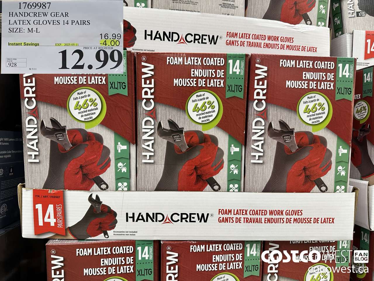1769987 HANDCREW GEAR LATEX GLOVES 14 PAIR SIZE M-L ($4.00 INSTANT SAVINGS EXPIRES ON 2025-05-11) $12.99