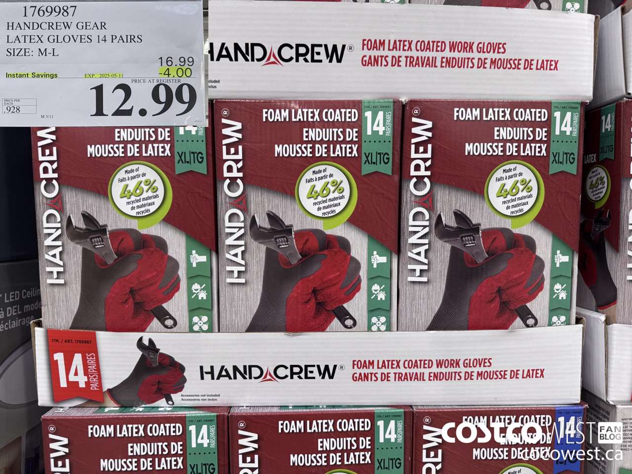 1769987 HANDCREW GEAR LATEX GLOVES 14 PAIR SIZE M-L ($4.00 INSTANT SAVINGS EXPIRES ON 2025-05-11) $12.99
