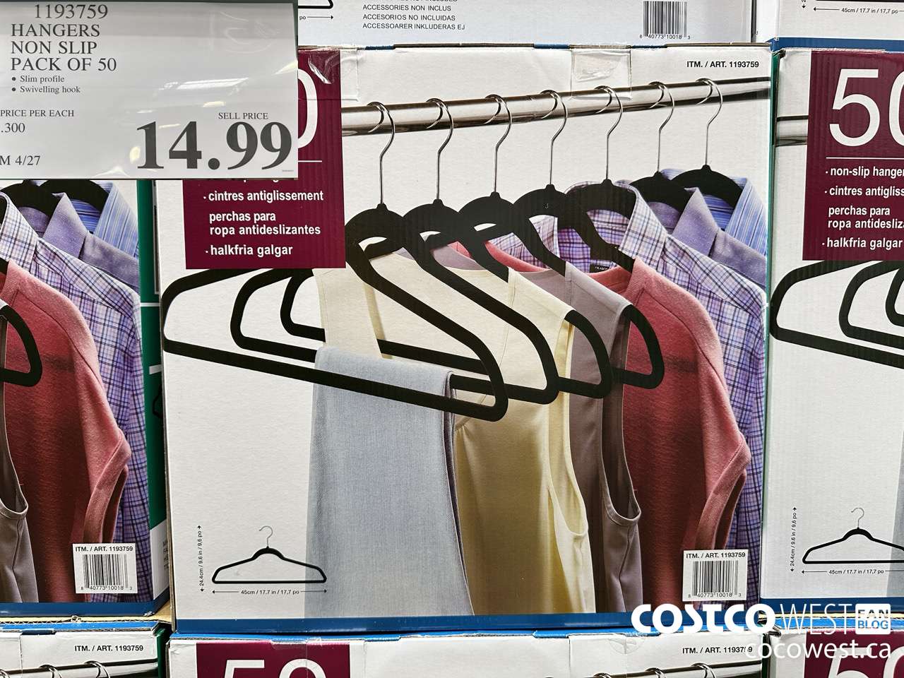 1193759 HANGERS NON SLIP PACK OF 50 $14.99
