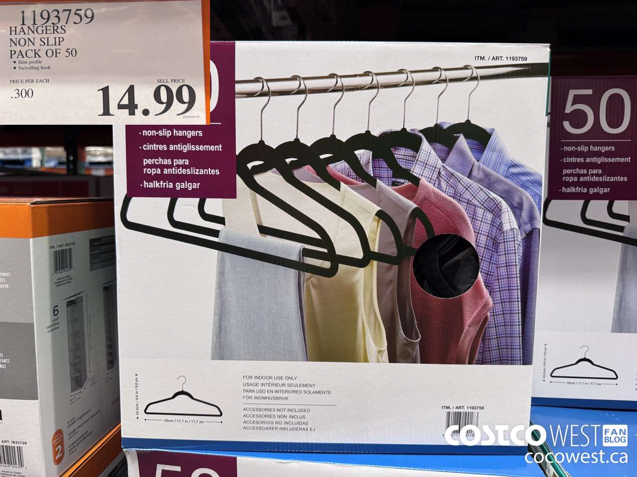 1193759 HANGERS NON SLIP PACK OF 50 $14.99