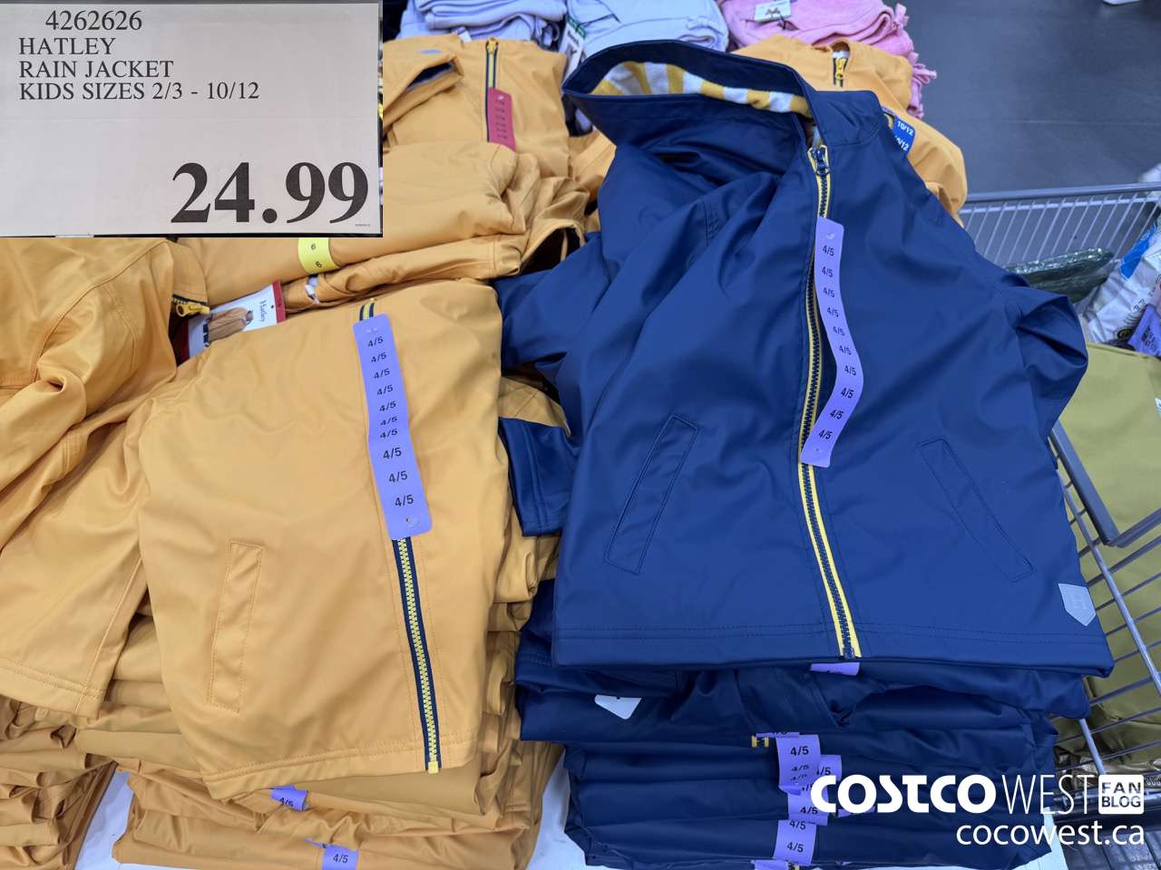 4262626 HATLEY RAIN JACKET KIDS SIZES 2/3-10/12 $24.99