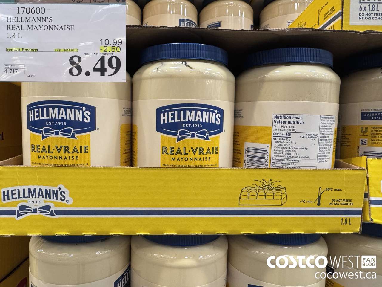 170600 HELLMANN'S REGULAR MAYONNAISE 1.8 L ($2.50 INSTANT SAVINGS EXPIRES ON 2025-04-13) $8.49