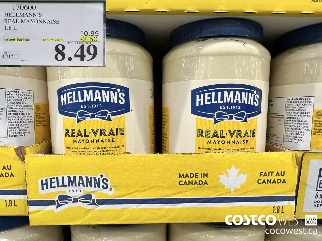 170600 HELLMANN'S REGULAR MAYONNAISE 1.8 L ($2.50 INSTANT SAVINGS EXPIRES ON 2025-04-13) $8.49