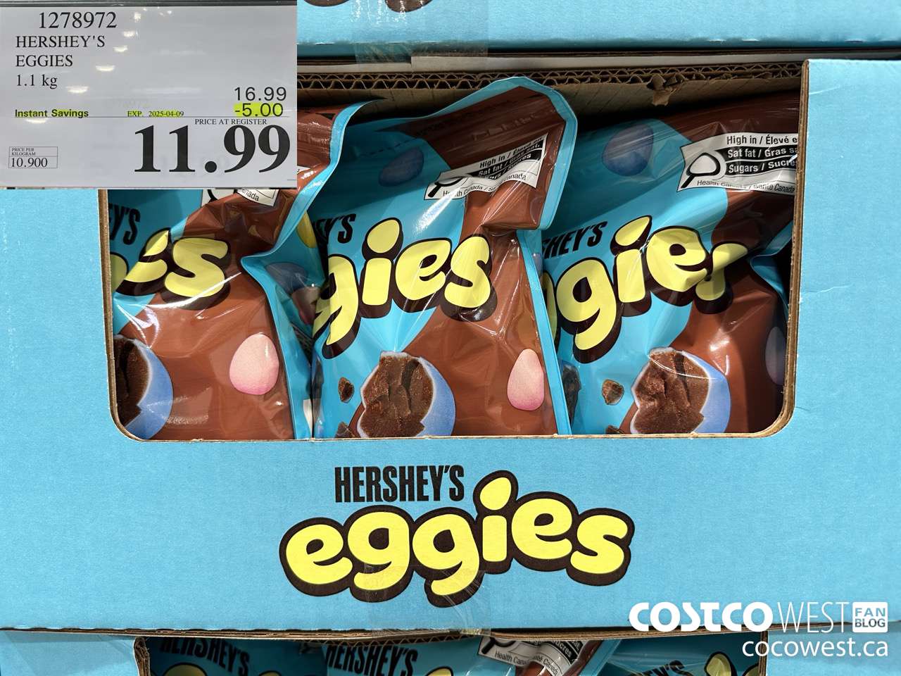 1278972 HERSHEY'S EGGIES 1.1KG ($5.00 INSTANT SAVINGS EXPIRES ON 2025-04-09) $11.99