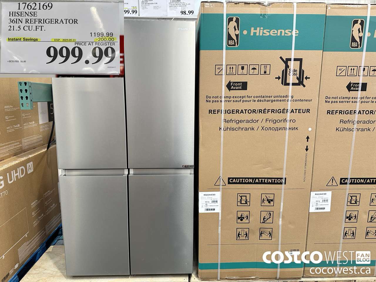 1762169 HISENSE 36IN REFRIGERATOR 21.5 CUFT ($200.00 INSTANT SAVINGS EXPIRES ON 2025-05-11) $999.99
