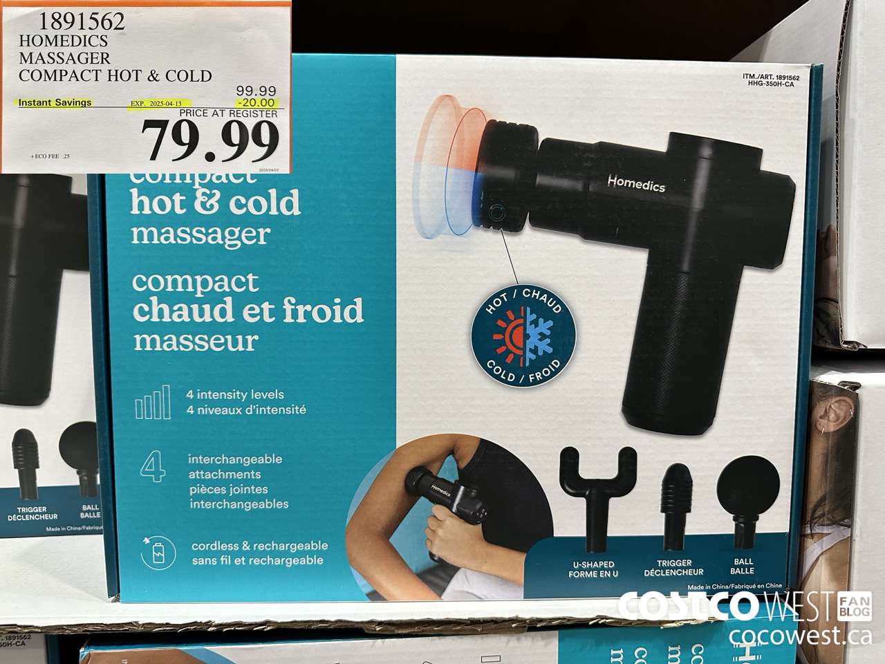 1891562 HOMEDICS MASSAGER COMPACT HOT & COLD ($20.00 INSTANT SAVINGS EXPIRES ON 2025-04-13) $79.99