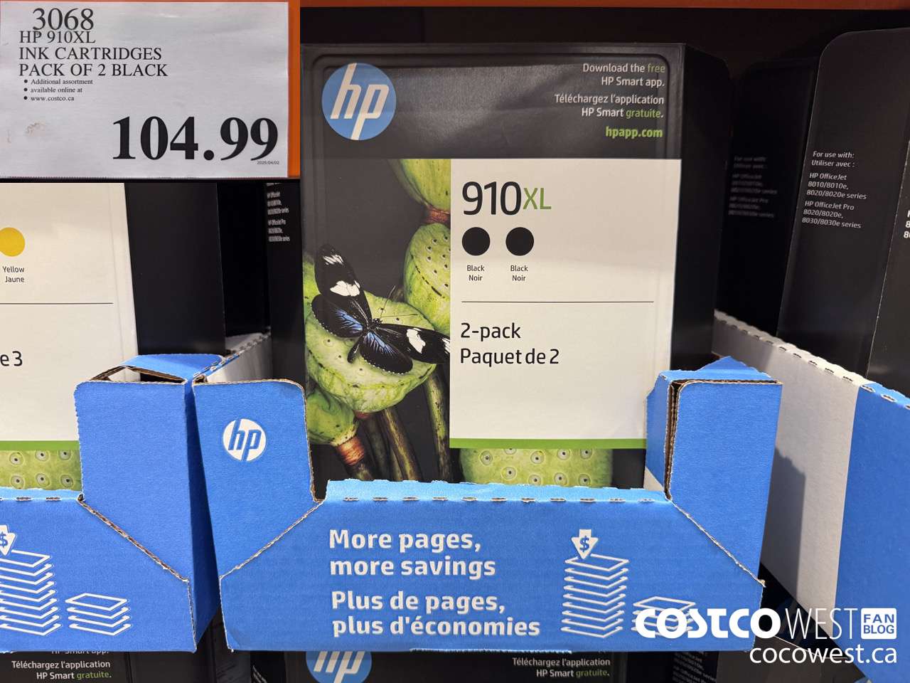 3068 HP 910XL INK CARTRIDGES PACK OF 2 BLACK $104.99