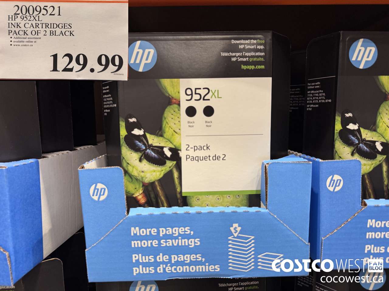 2009521 HP 952XL INK CARTRIDGES PACK OF 2 BLACK $129.99