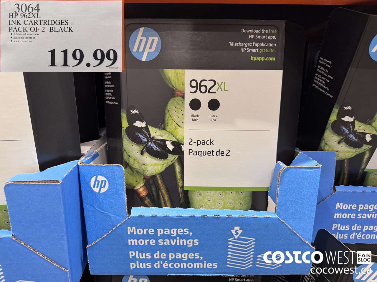 3064 HP 962XL INK CARTRIDGES PACK OF 2 BLACK $119.99