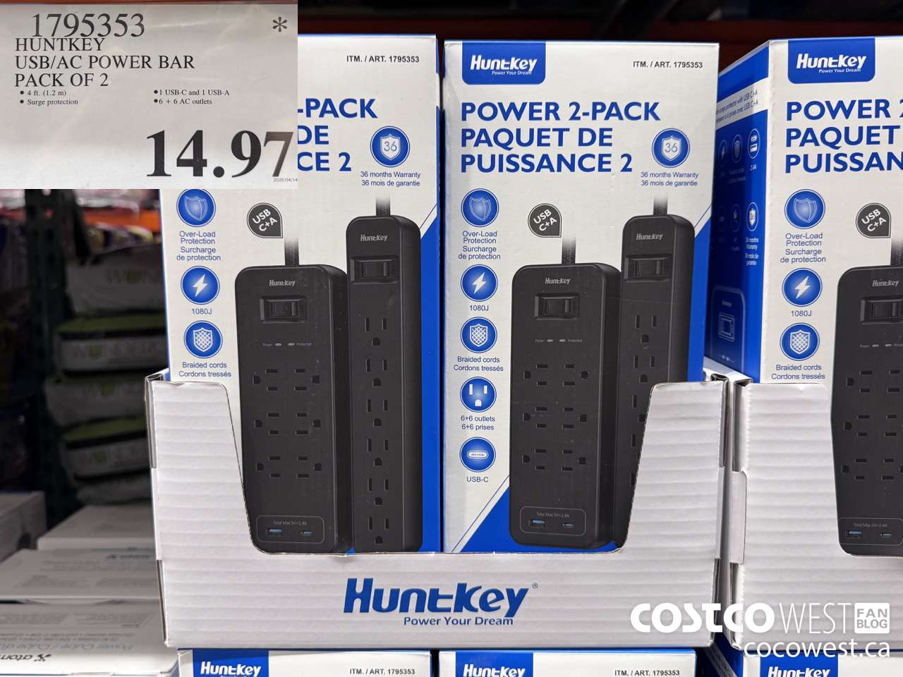 1795353 HUNTKEY USB/AC POWER BAR PACK OF 2 $14.97
