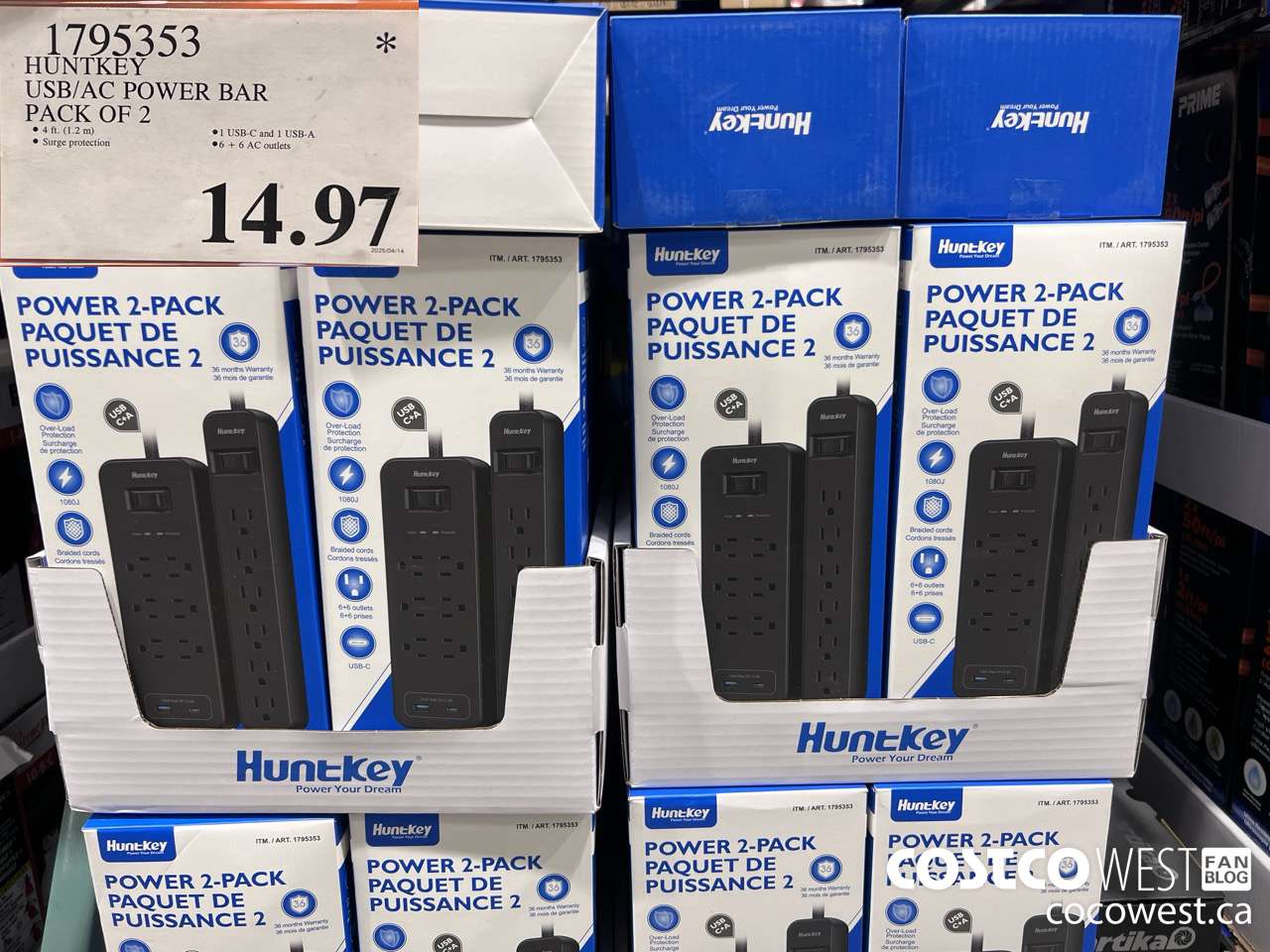 1795353 HUNTKEY USB/AC POWER BAR PACK OF 2 $14.97