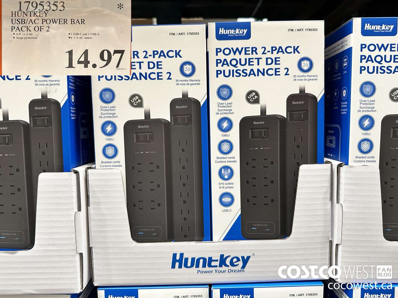 1795353 HUNTKEY USB/AC POWER BAR PACK OF 2 $14.97