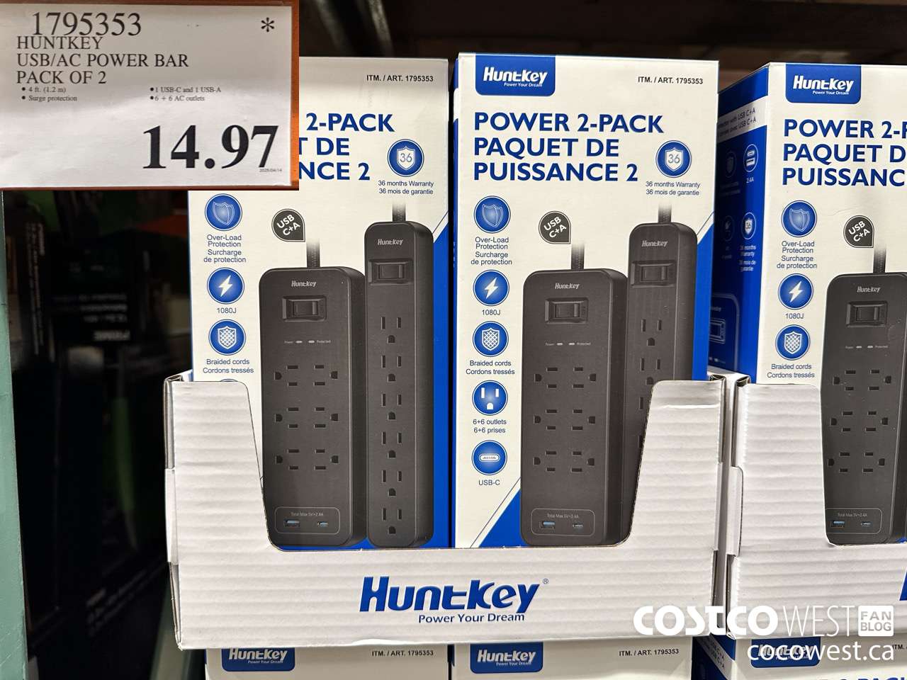 1795353 HUNTKEY USB/AC POWER BAR PACK OF 2 $14.97