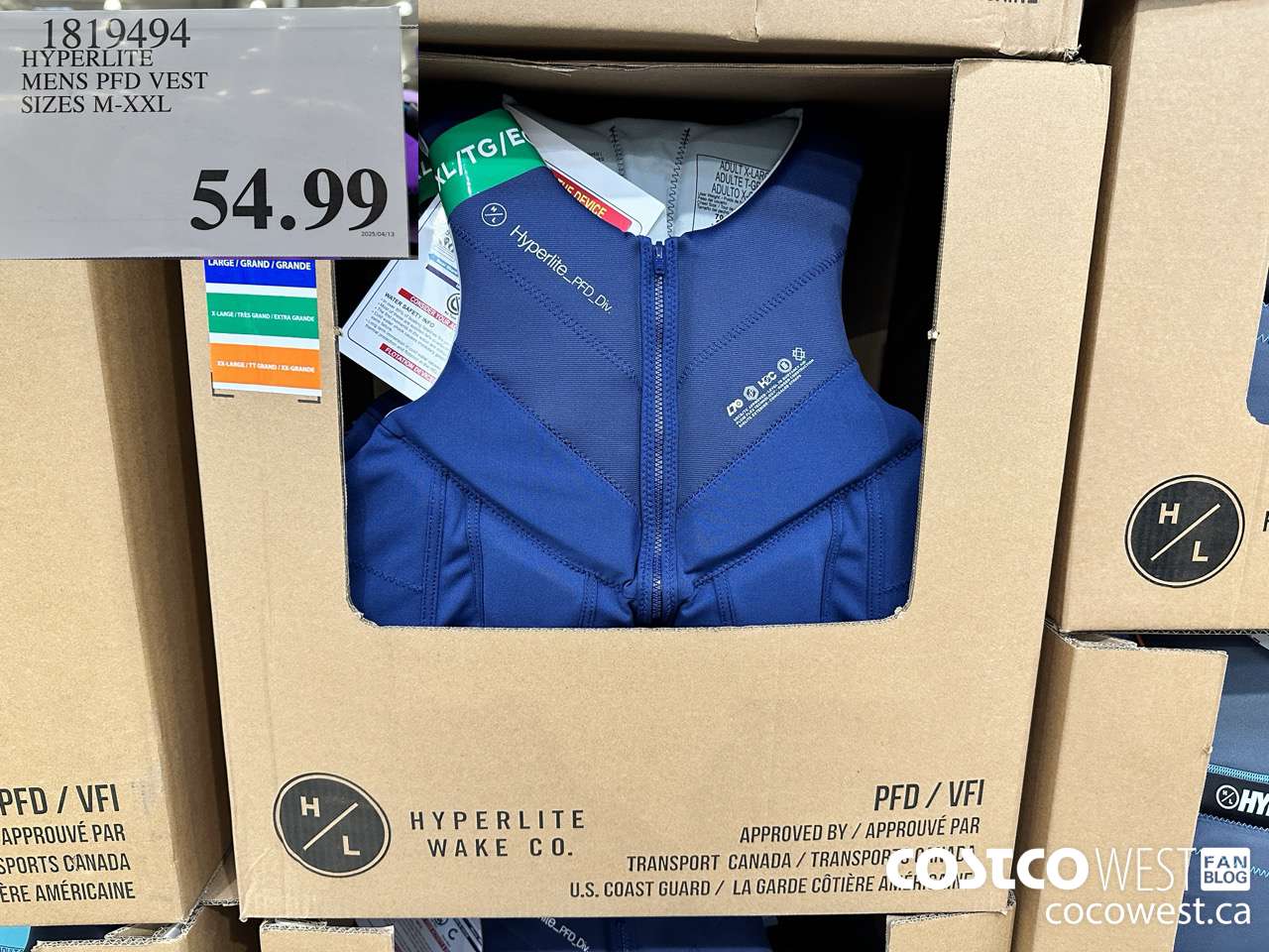 1819494 HYPERLITE MENS PFD VEST SIZES M-XXL $54.99