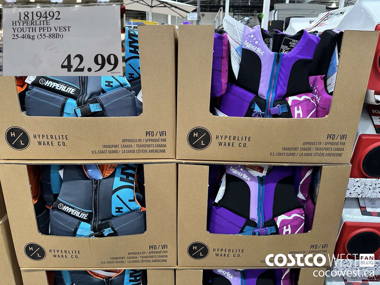 1819492 HYPERLITE YOUTH PFD VEST 25-40KG (55-88LB) $42.99