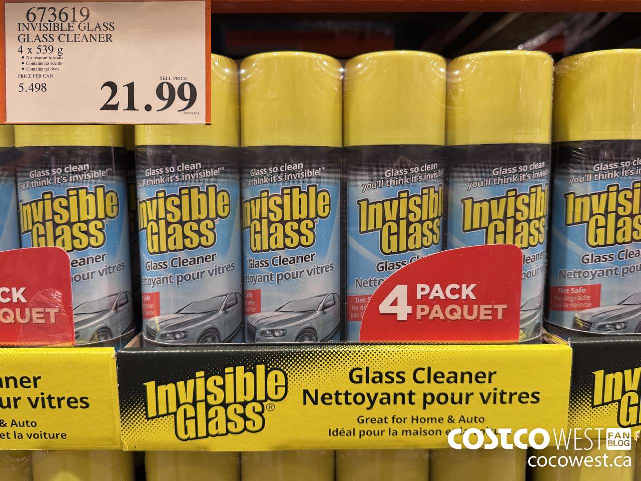 673619 INVISIBLE GLASS GLASS CLEANER 4 X 539 g $21.99