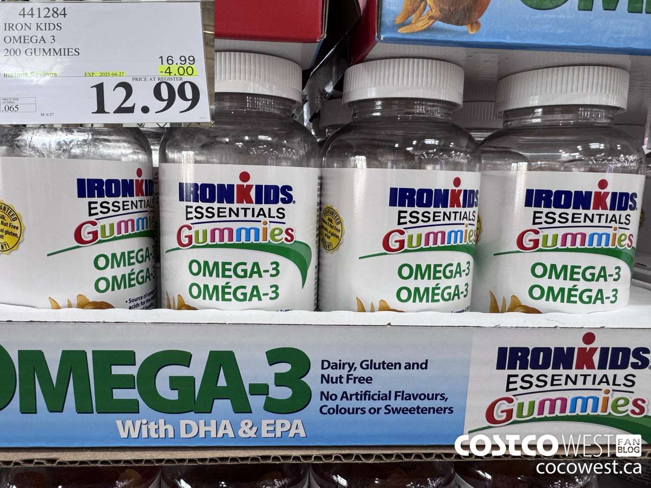 441284 IRON KIDS OMEGA 3 200 GUMMIES ($4.00 INSTANT SAVINGS EXPIRES ON 2025-04-27) $12.99