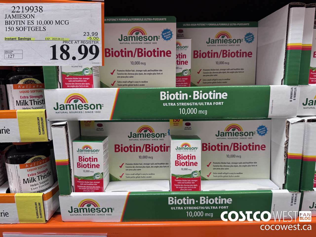 2219938 JAMIESON BIOTIN 10,000 MCG 150 SOFTGELS ($5.00 INSTANT SAVINGS EXPIRES ON 2025-04-13) $18.99