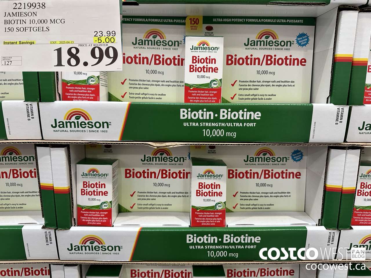 2219938 JAMIESON BIOTIN 10,000 MCG 150 SOFTGELS ($5.00 INSTANT SAVINGS EXPIRES ON 2025-04-13) $18.99