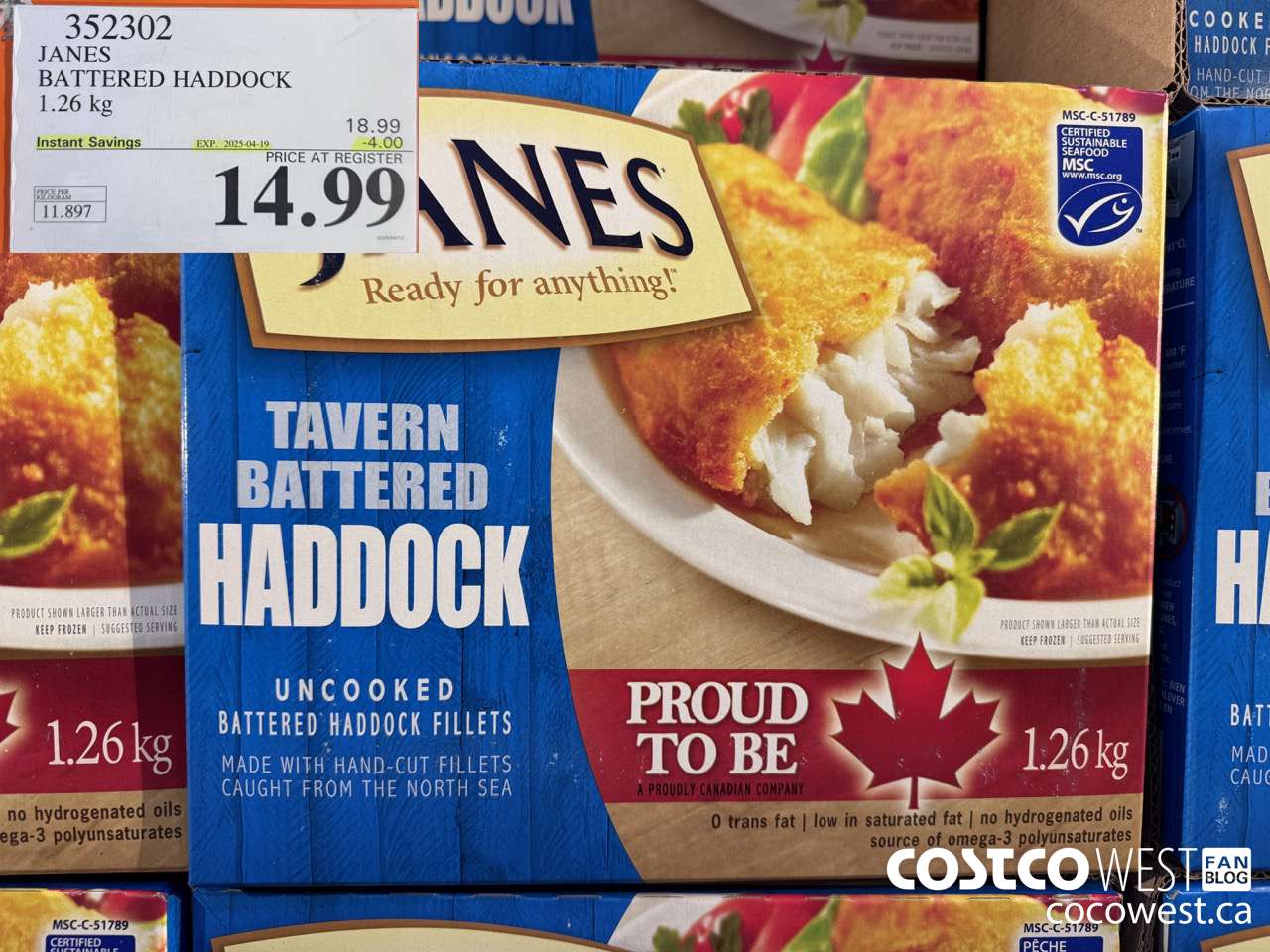 352302 JANES BATTERED HADDOCK 1.26 kg ($4.00 INSTANT SAVINGS EXPIRES ON 2025-04-19) $14.99