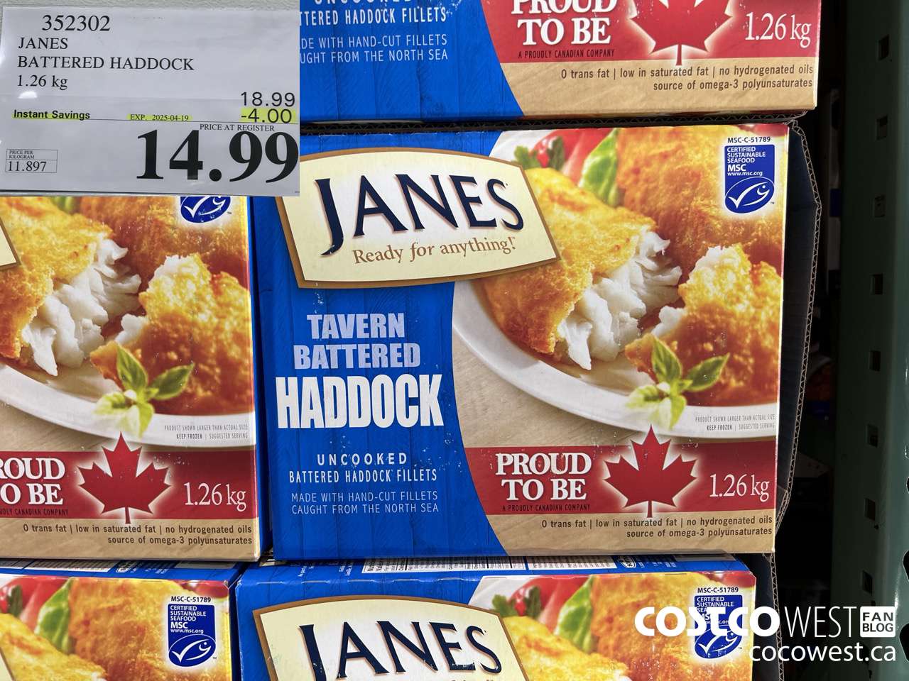 352302 JANES BATTERED HADDOCK 1.26 kg ($4.00 INSTANT SAVINGS EXPIRES ON 2025-04-19) $14.99