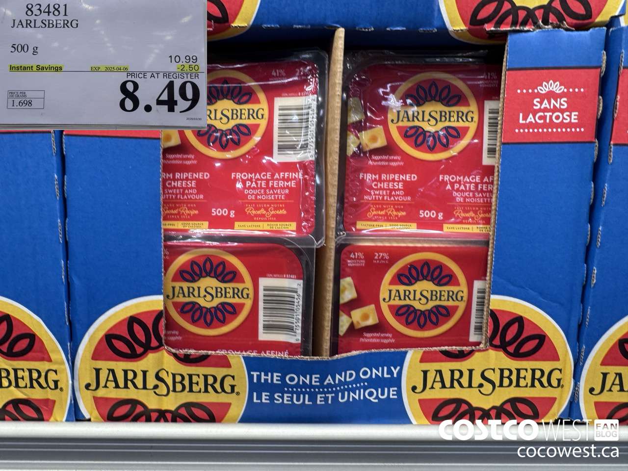 83481 JARLSBERG 500G ($2.50 INSTANT SAVINGS EXPIRES ON 2025-04-06) $8.49