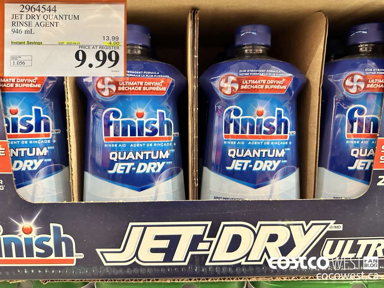 2964544 JET DRY ULTRA RINSE AGENT 946 mL ($4.00 INSTANT SAVINGS EXPIRES ON 2025-04-13) $9.99