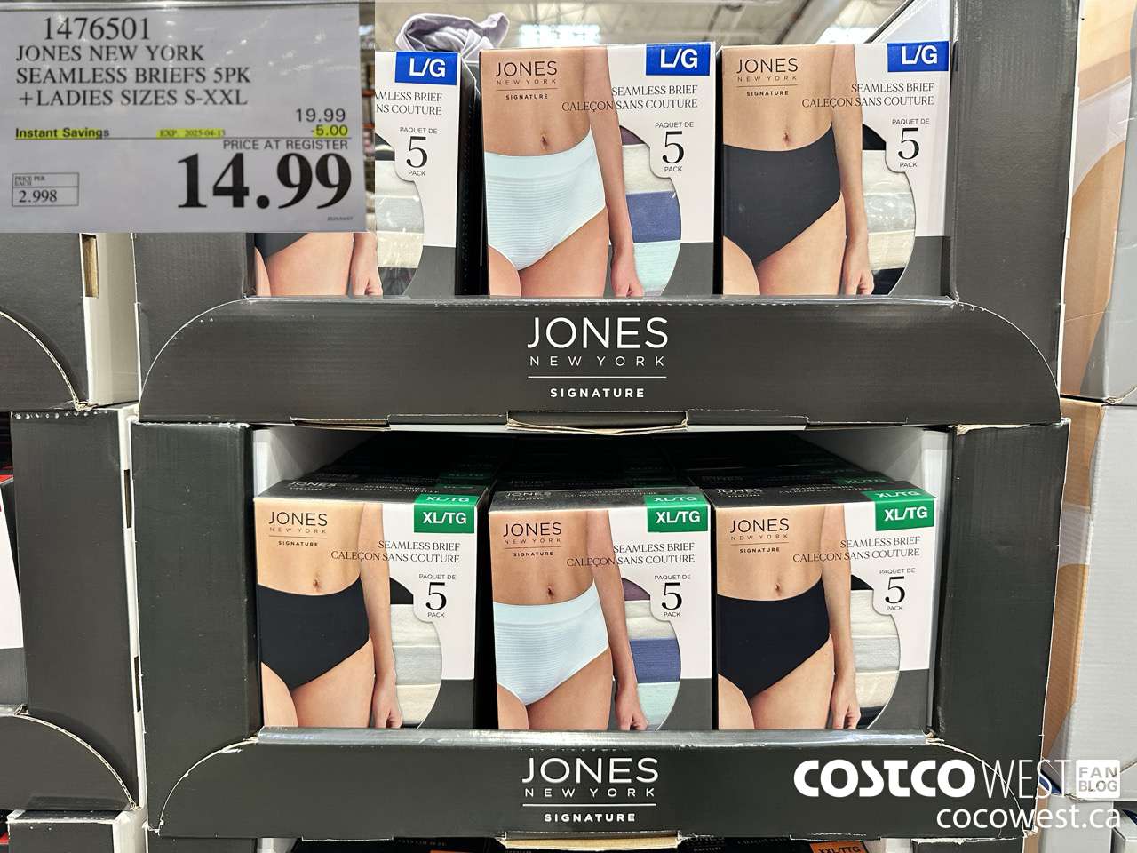 1476501 JONES NEW YORK SEAMLESS BRIEF 5PK LADIES SIZES S-XXL ($5.00 INSTANT SAVINGS EXPIRES ON 2025-04-13) $14.99