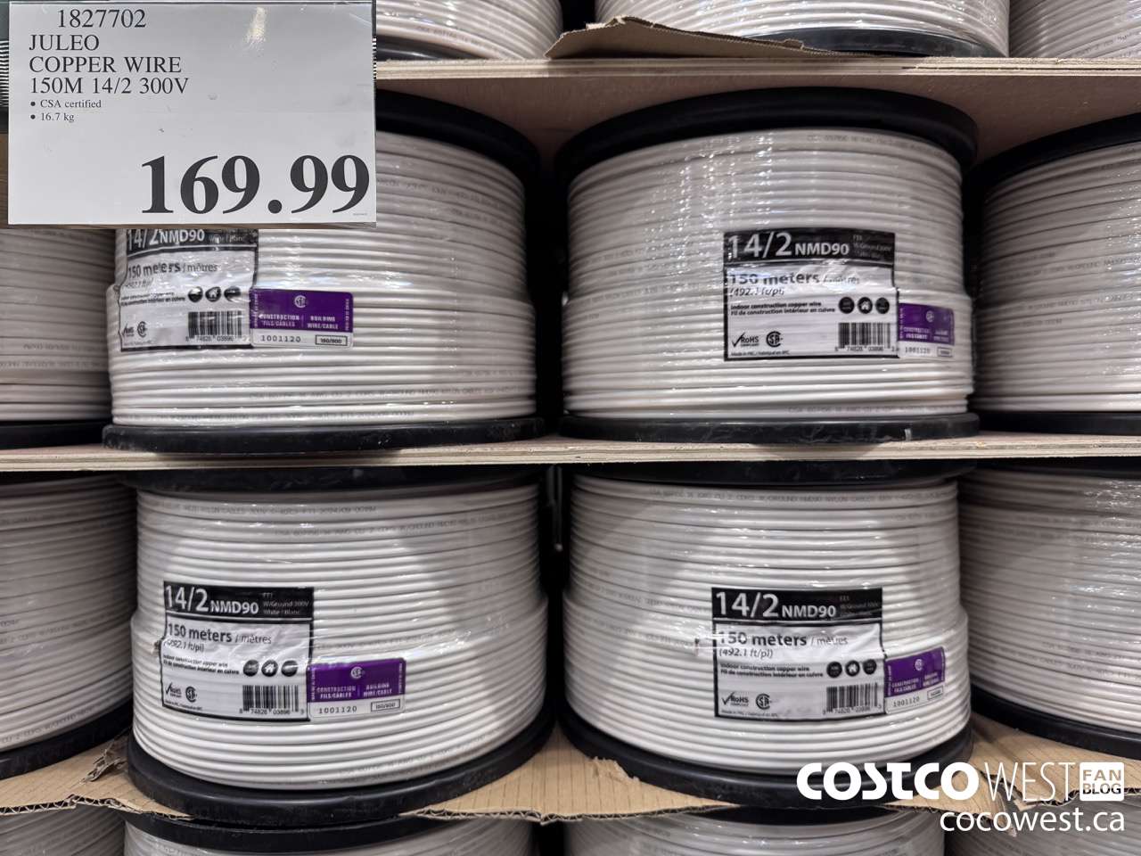 1827702 JULEO COPPER WIRE 150M 14/2 300V $169.99