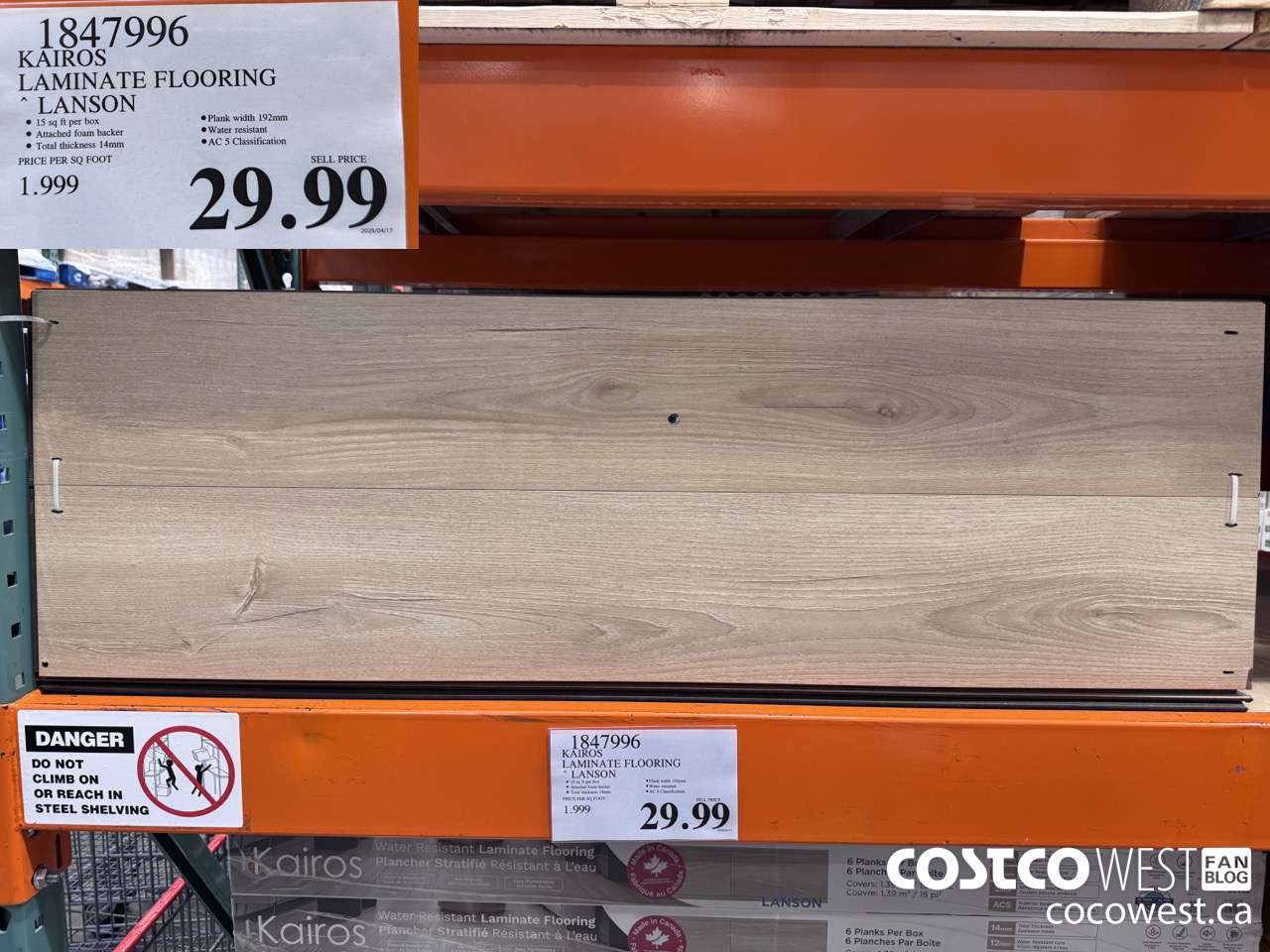 1847996 KAIROS LAMINATE FLOORING LANSON $29.99
