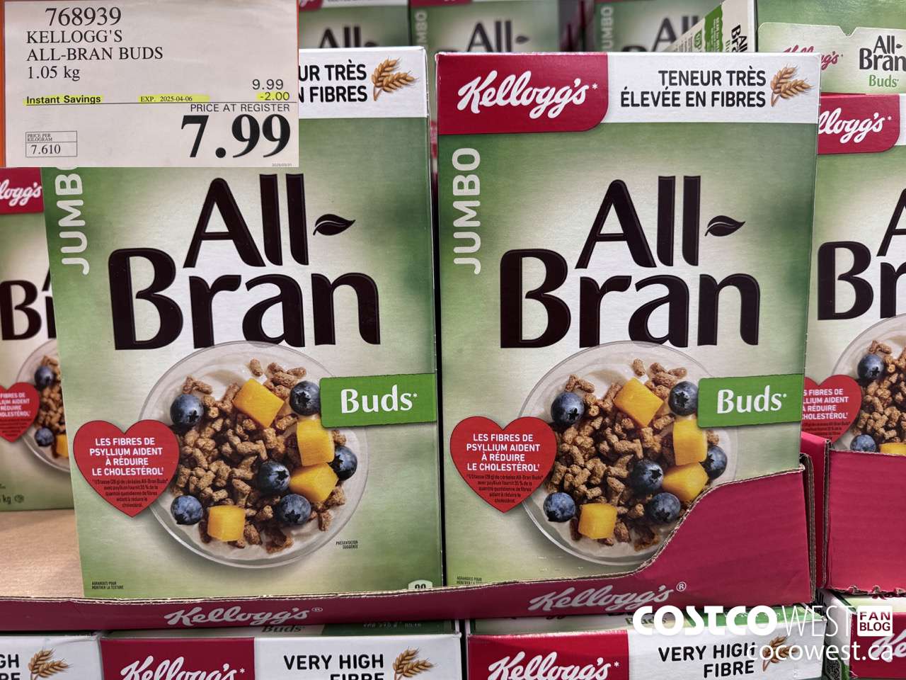 768939 KELLOGG'S ALL-BRAN BUDS 1050 G ($2.00 INSTANT SAVINGS EXPIRES ON 2025-04-06) $7.99
