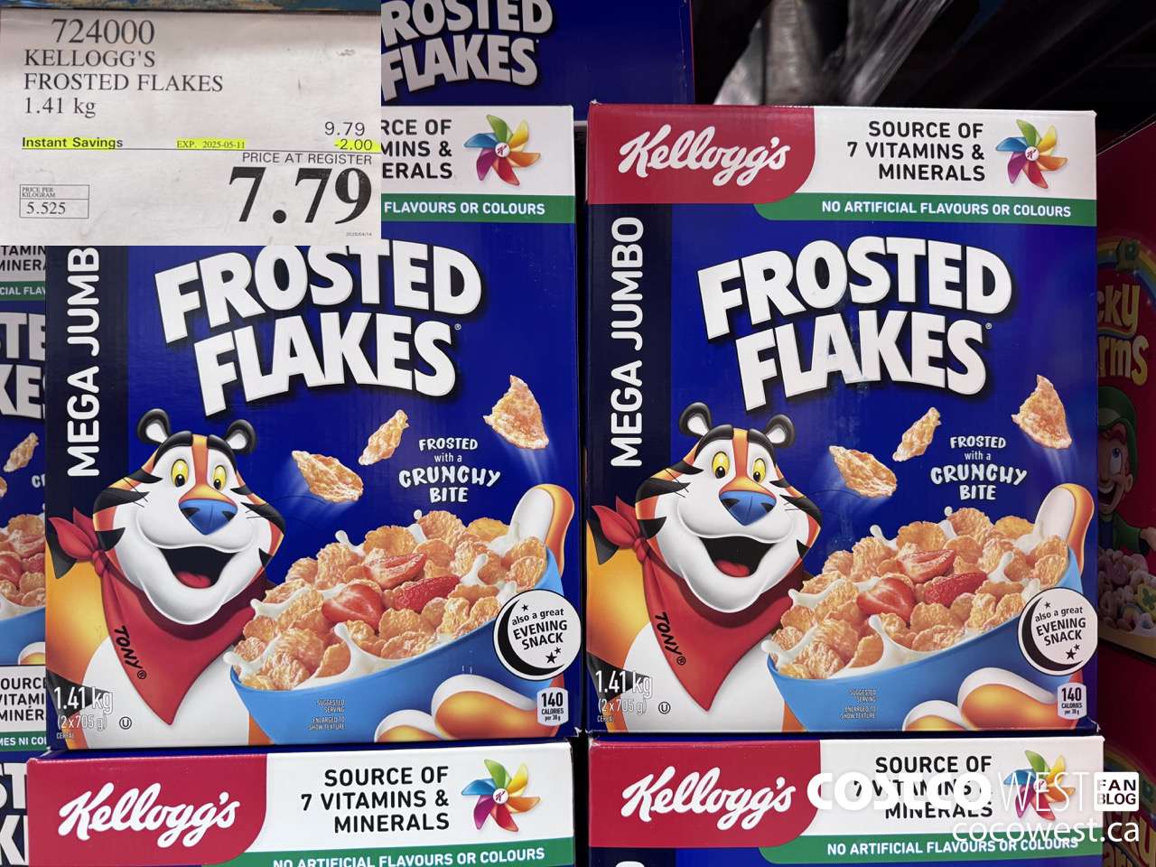 724000 KELLOGGS FROSTED FLAKES MEGA 1.41 kg ($2.00 INSTANT SAVINGS EXPIRES ON 2025-05-11) $7.79