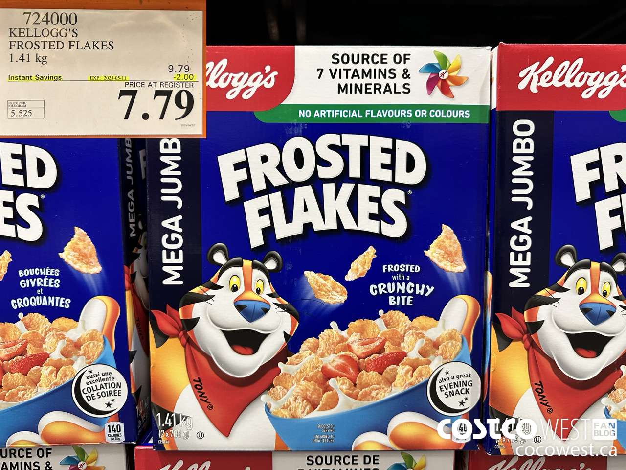 724000 KELLOGGS FROSTED FLAKES MEGA 1.41 kg ($2.00 INSTANT SAVINGS EXPIRES ON 2025-05-11) $7.79