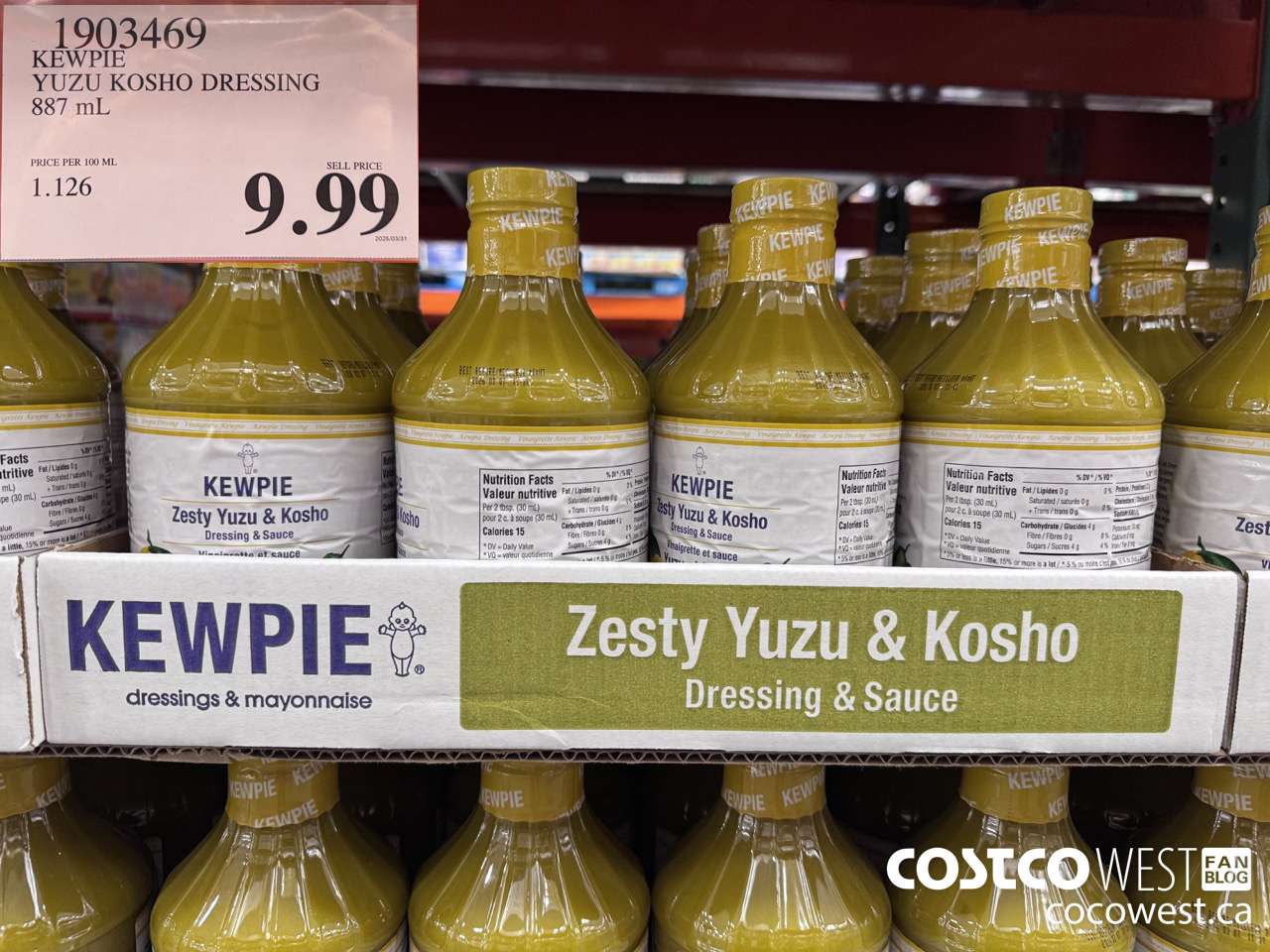 1903469 KEWPIE YUZU KOSHO DRESSING 887ML $9.99