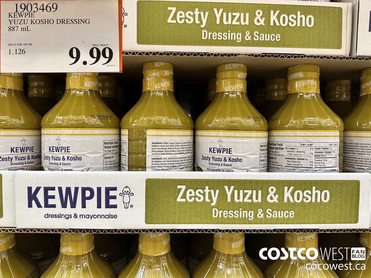 1903469 KEWPIE YUZU KOSHO DRESSING 887ML $9.99
