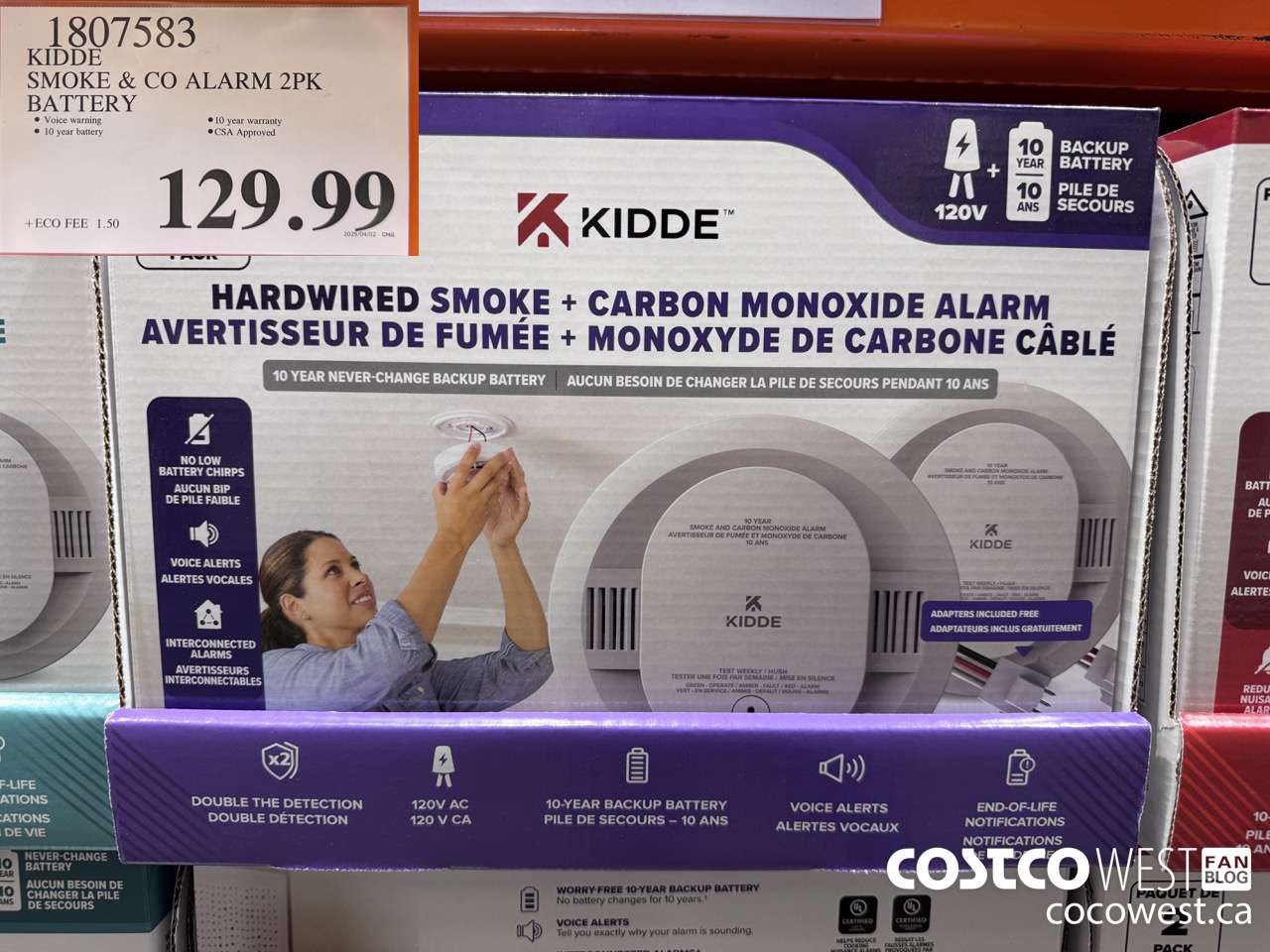 1807583 KIDDE SMOKE & CO ALARM 2PK HARDWIRED AND BATTERY $129.99
