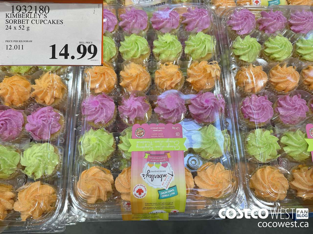 1932180 KIMBERLEY'S SORBET CUPCAKES 24 X 52G $14.99