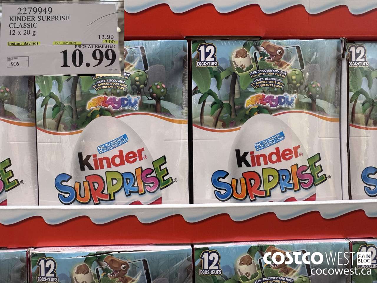 2279949 KINDER SURPRISE CLASSIC 12 x 20g ($3.00 INSTANT SAVINGS EXPIRES ON 2025-04-09) $10.99