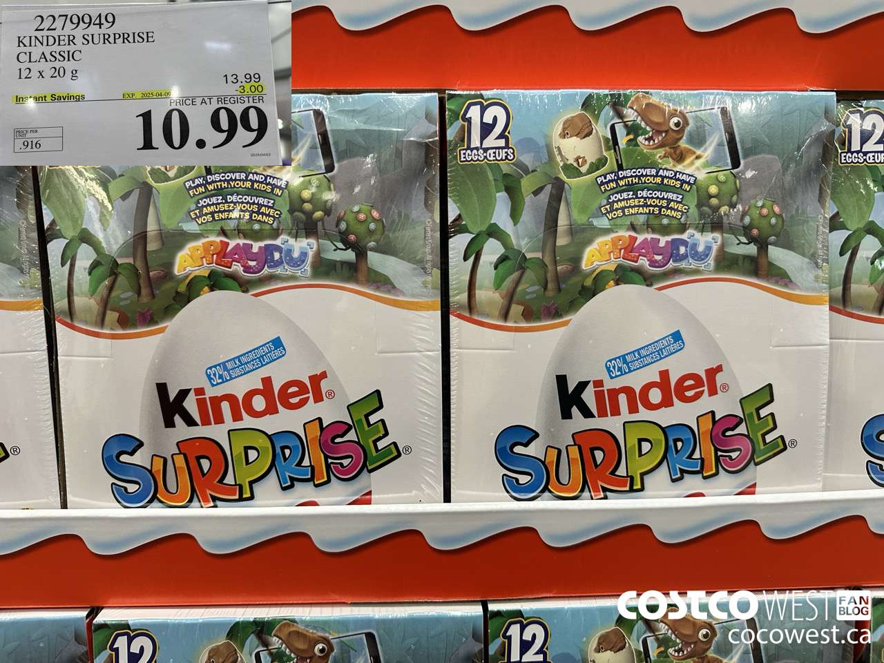 2279949 KINDER SURPRISE CLASSIC 12 x 20g ($3.00 INSTANT SAVINGS EXPIRES ON 2025-04-09) $10.99