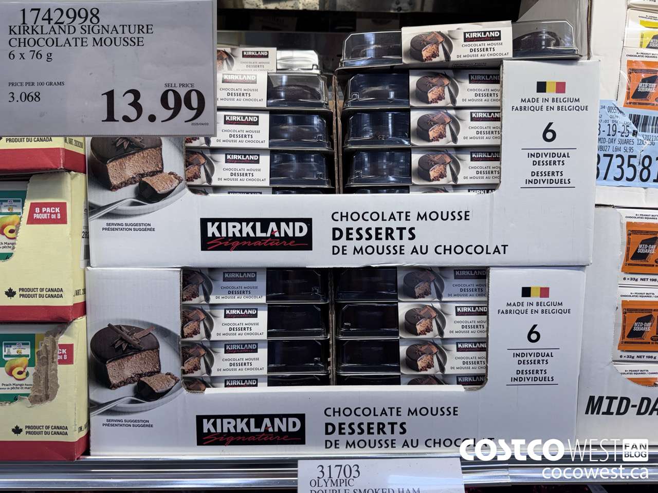 1742998 KIRKLAND SIGNATURE CHOCOLATE MOUSSE 6 X 76G $13.99