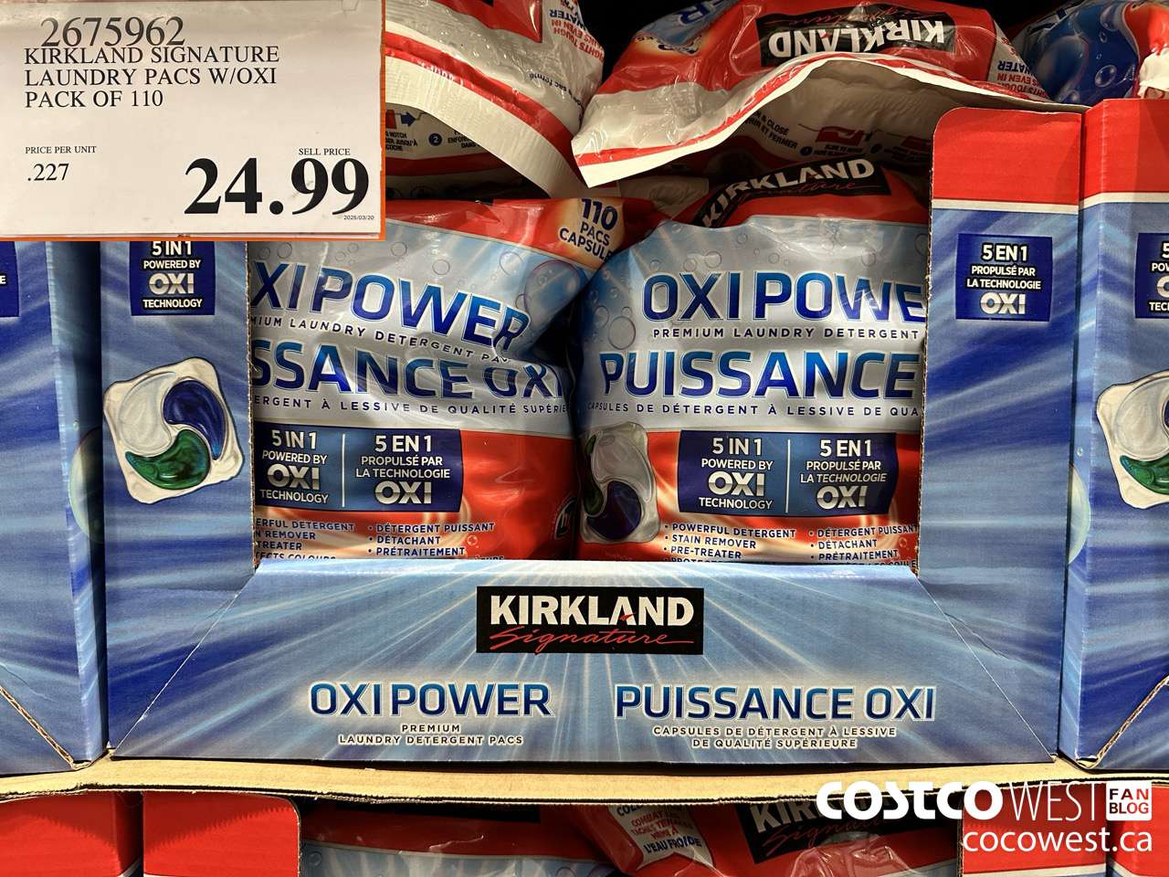 2675962 KIRKLAND SIGNATURE LAUNDRY PACS W/OXI PACK OF 110 $24.99