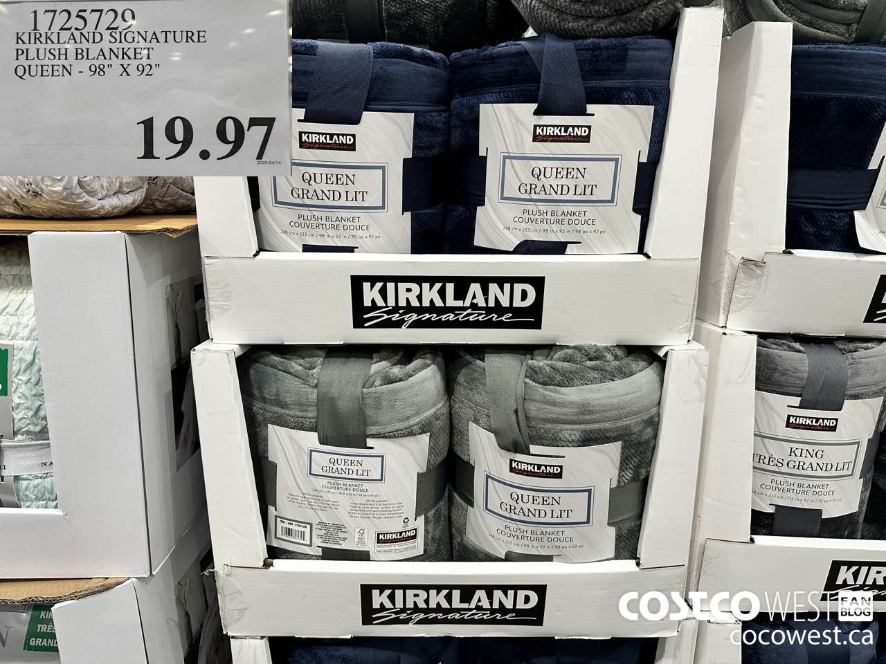 1725729 KIRKLAND SIGNATURE PLUSH BLANKET QUEEN 98