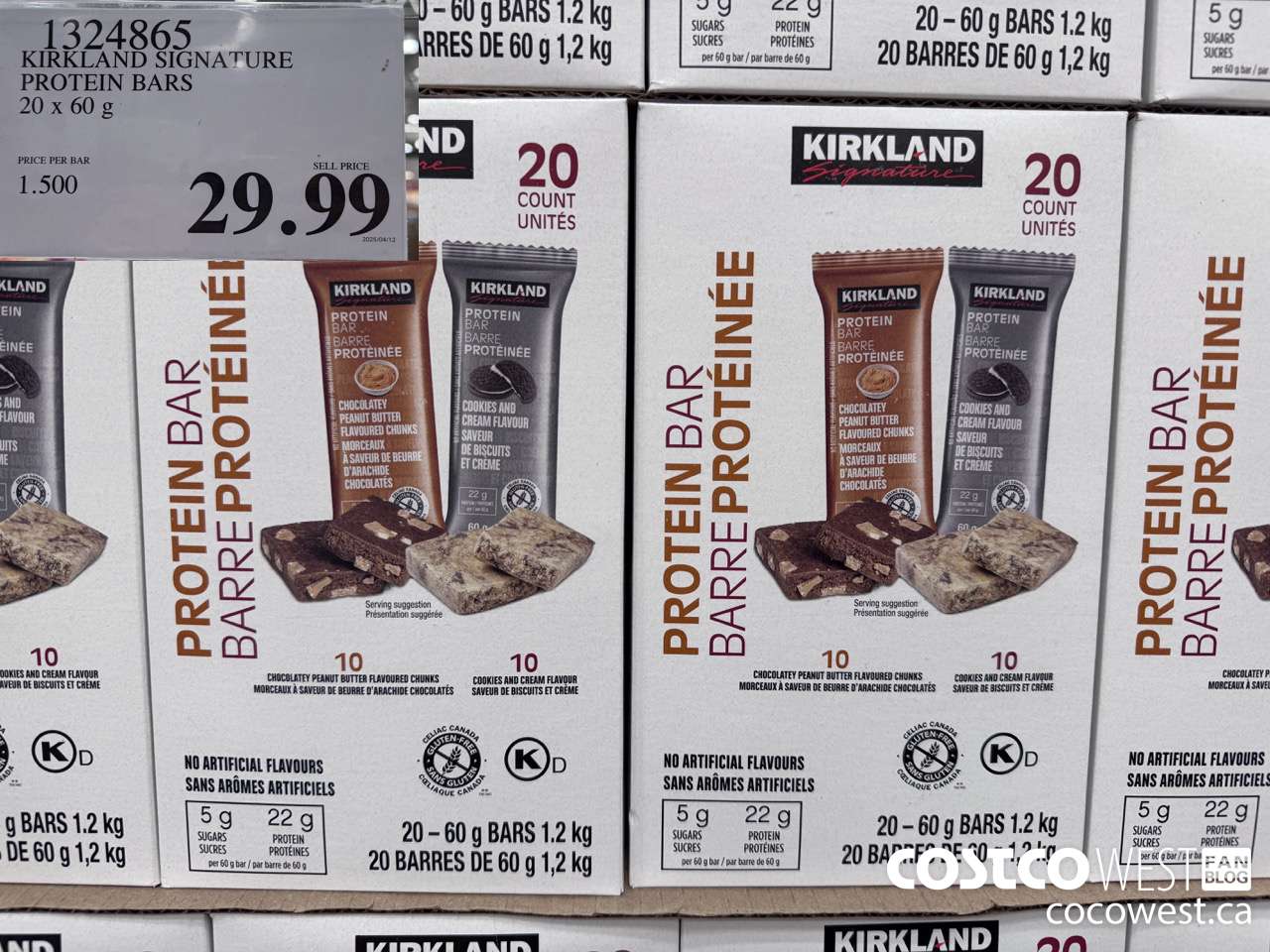 1324865 KIRKLAND SIGNATURE PROTEIN BAR VARIETY 20/2.12 OZ $29.99