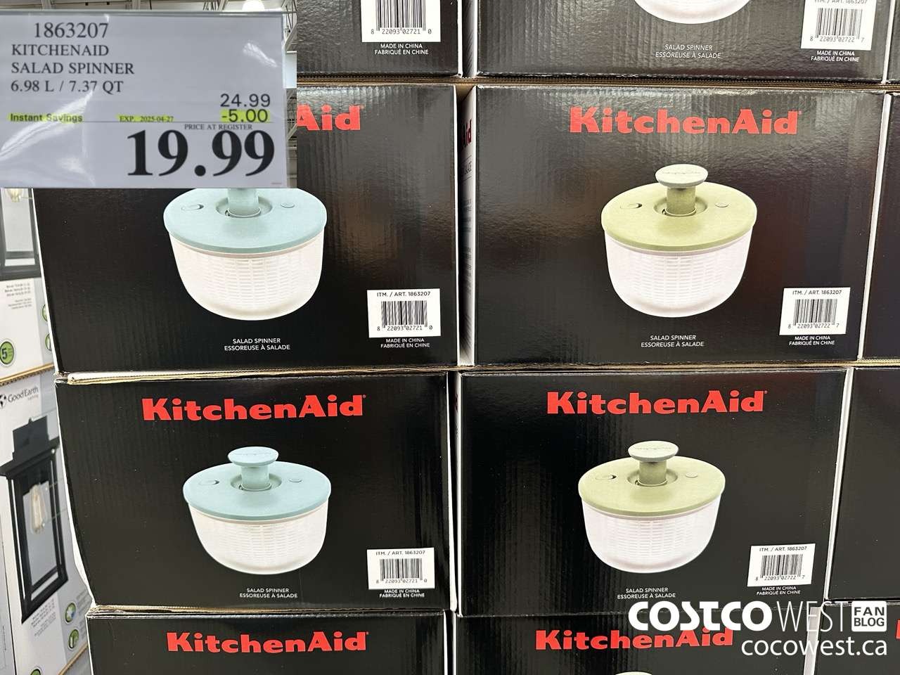 1863207 KITCHENAID SALAD SPINNER 6.98L/7.37QT ($5.00 INSTANT SAVINGS EXPIRES ON 2025-04-27) $19.99