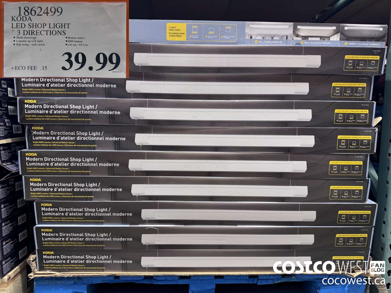 1862499 KODA LED SHOP LIGHT 3 DIRECTIONS $39.99