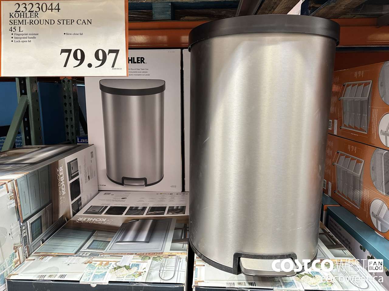 2323044 KOHLER SEMI-ROUND STEP CAN 45L $79.97